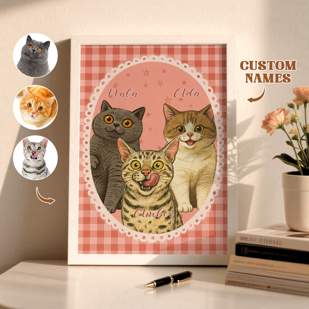 Custom Pet Photo Cartoon Wooden Frame Decorations Romantic Decor Plaque Gifts