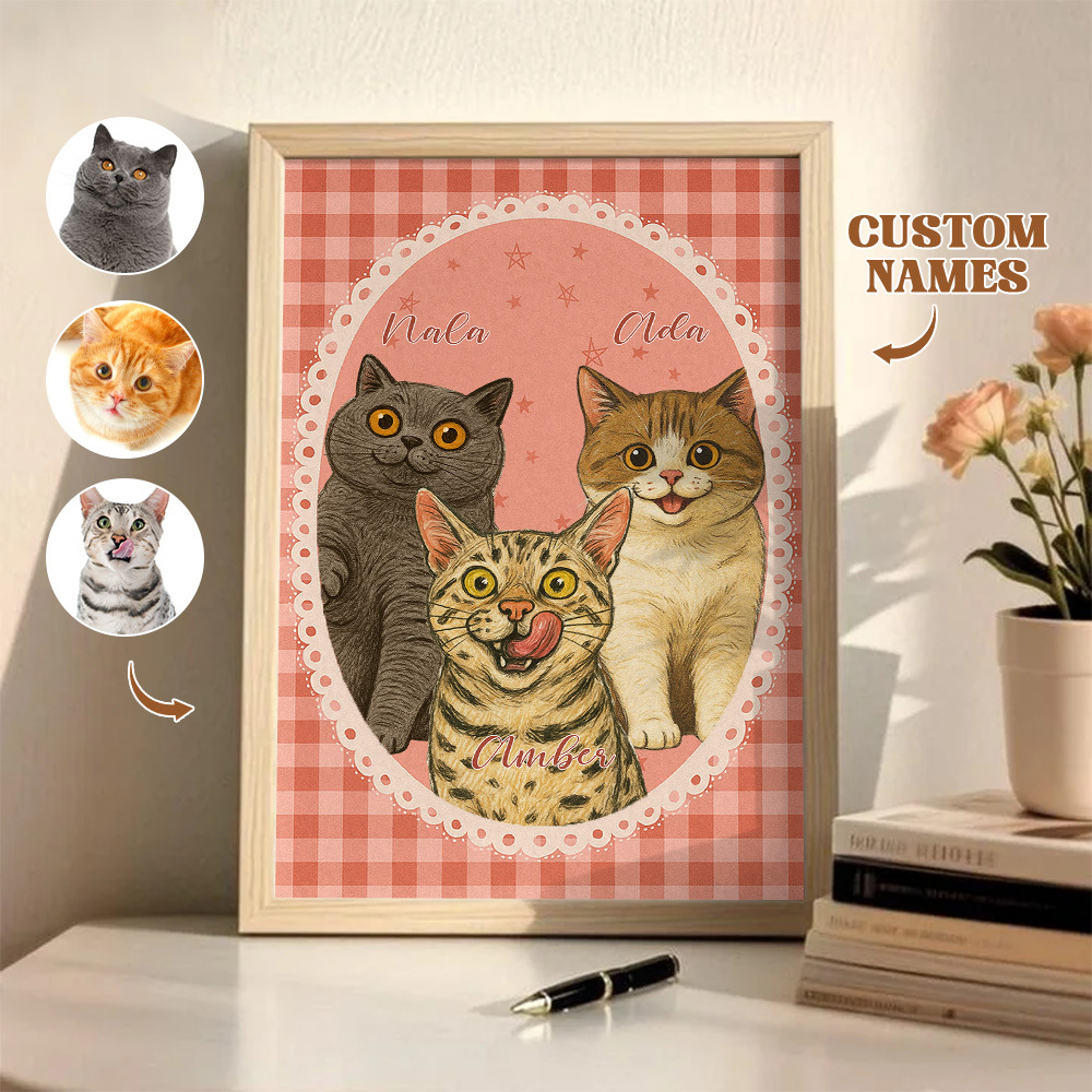 Custom Pet Photo Cartoon Wooden Frame Decorations Romantic Decor Plaque Gifts