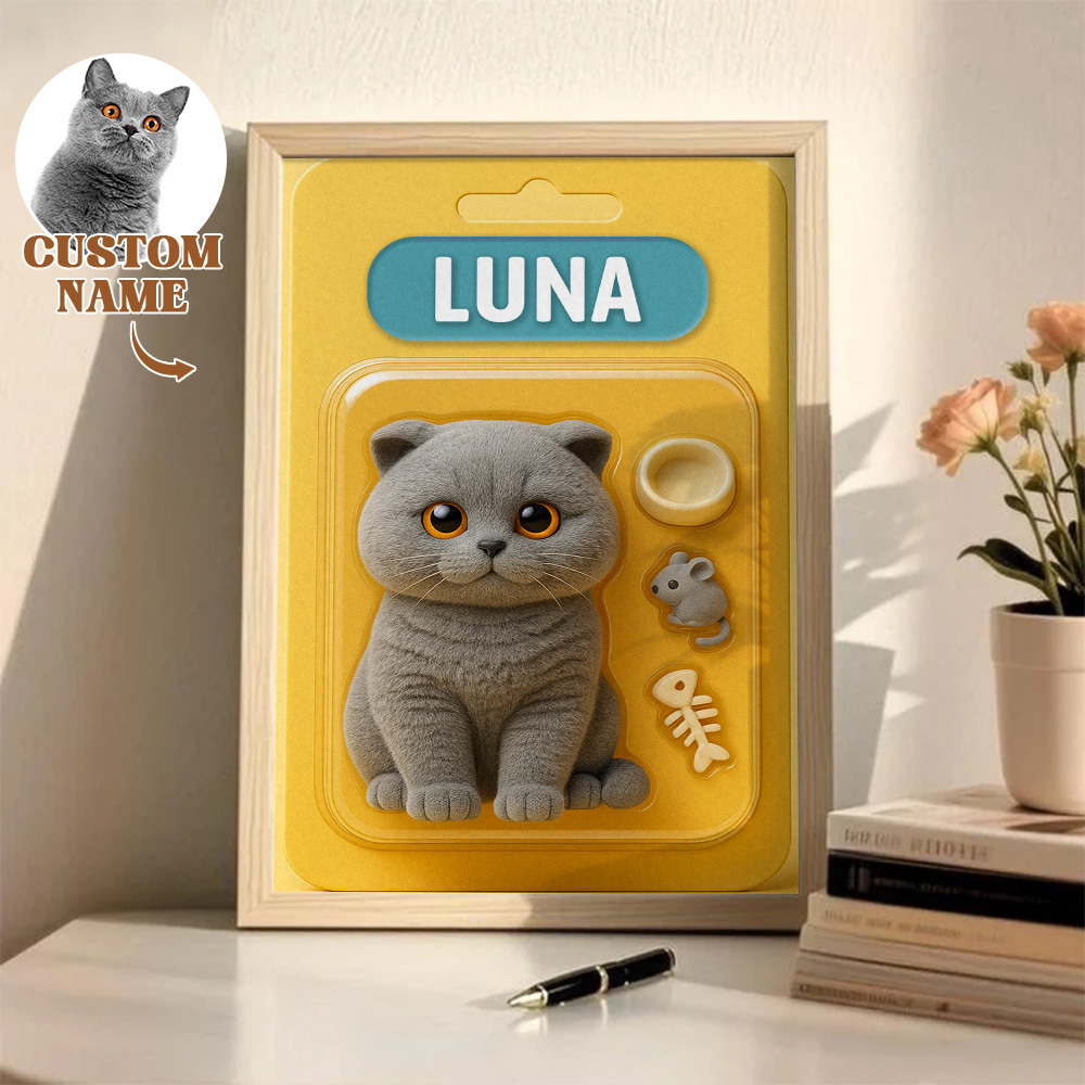 Custom Pet Photo Cartoon Wooden Frame Decorations Cute Decor Plaque Gifts