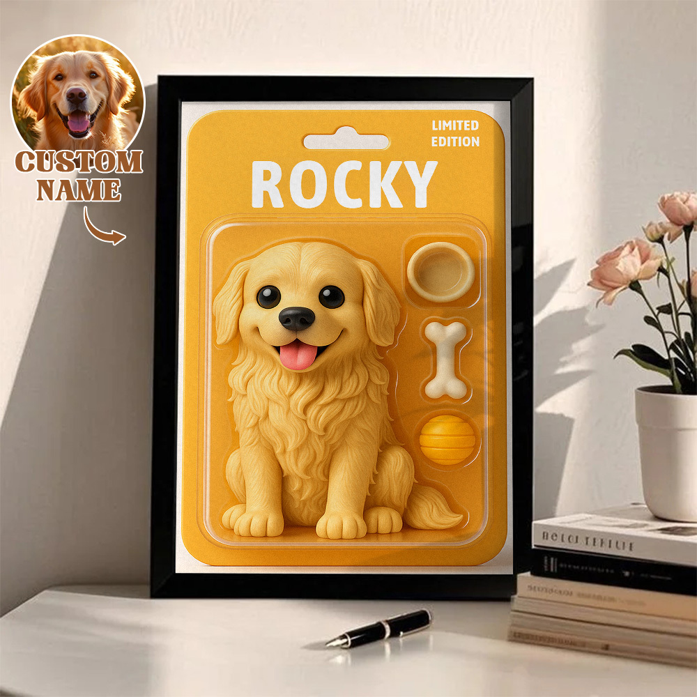 Custom Pet Photo Cartoon Wooden Frame Decorations Cute Decor Plaque Gifts
