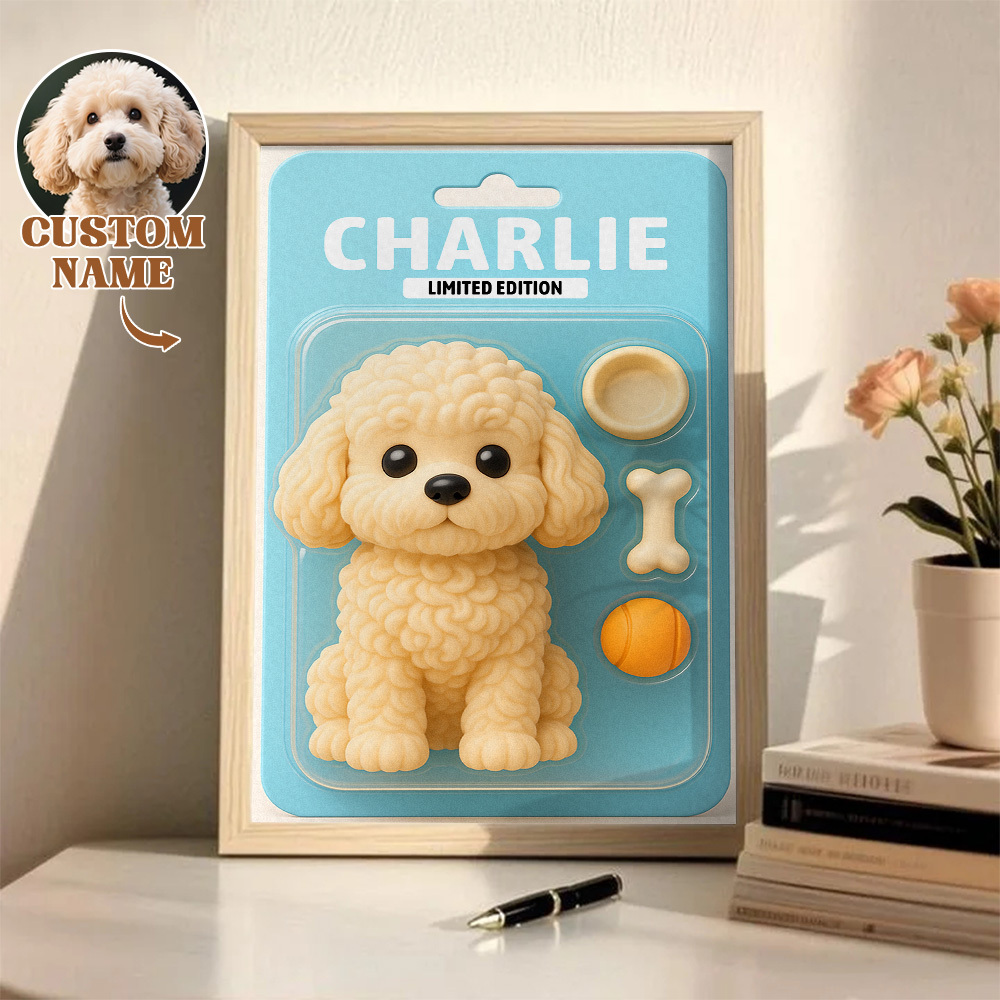 Custom Pet Photo Cartoon Wooden Frame Decorations Cute Decor Plaque Gifts