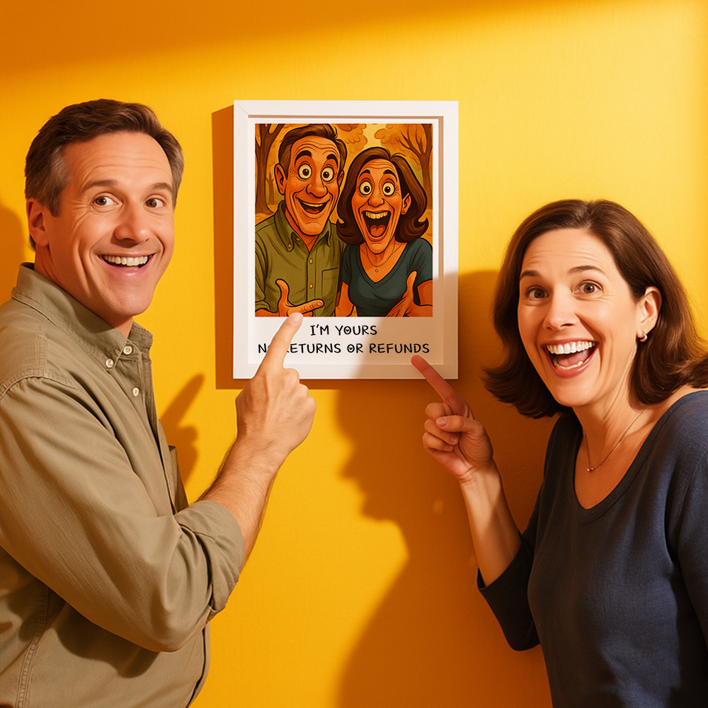 Custom Funny Caricature Portrait Frame Transform Your Photo into Hilarious Art Gift - GiftlabUS