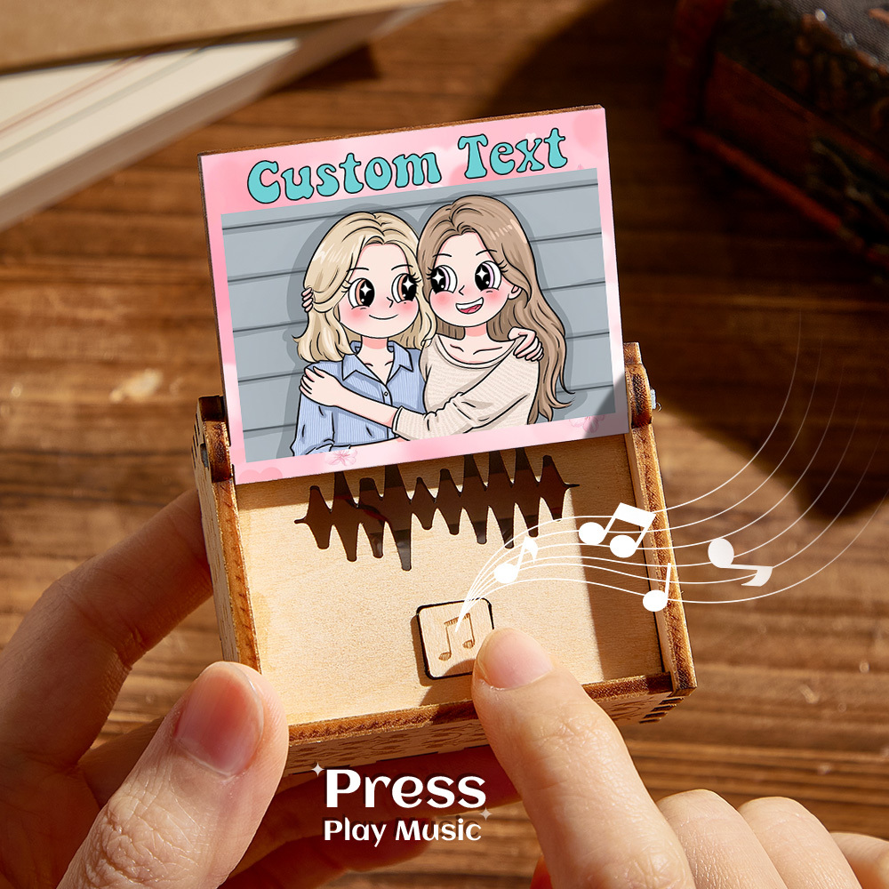 Custom Digital Music Box Any song Tune or Voice Personalized  Wooden Photo Music Box with Text Anniversary Gifts