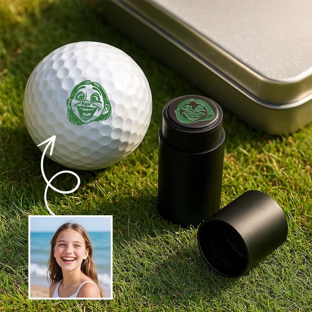 Personalized Photo Golf Ball Stamp with Metal Storage Box Birthday Father's Day Gift for Golf Player
