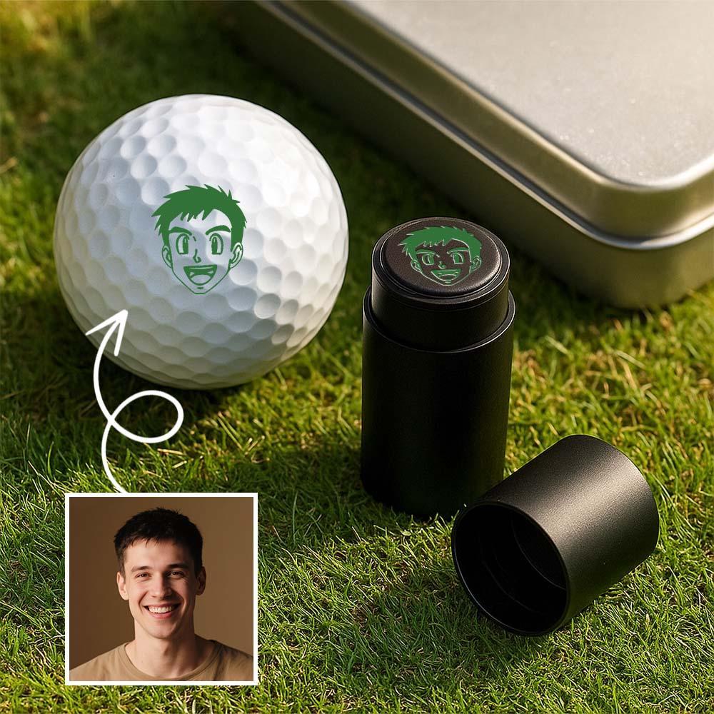Personalized Photo Golf Ball Stamp with Metal Storage Box Birthday Father's Day Gift for Golf Player