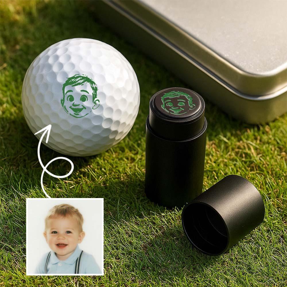 Personalized Photo Golf Ball Stamp with Metal Storage Box Birthday Father's Day Gift for Golf Player