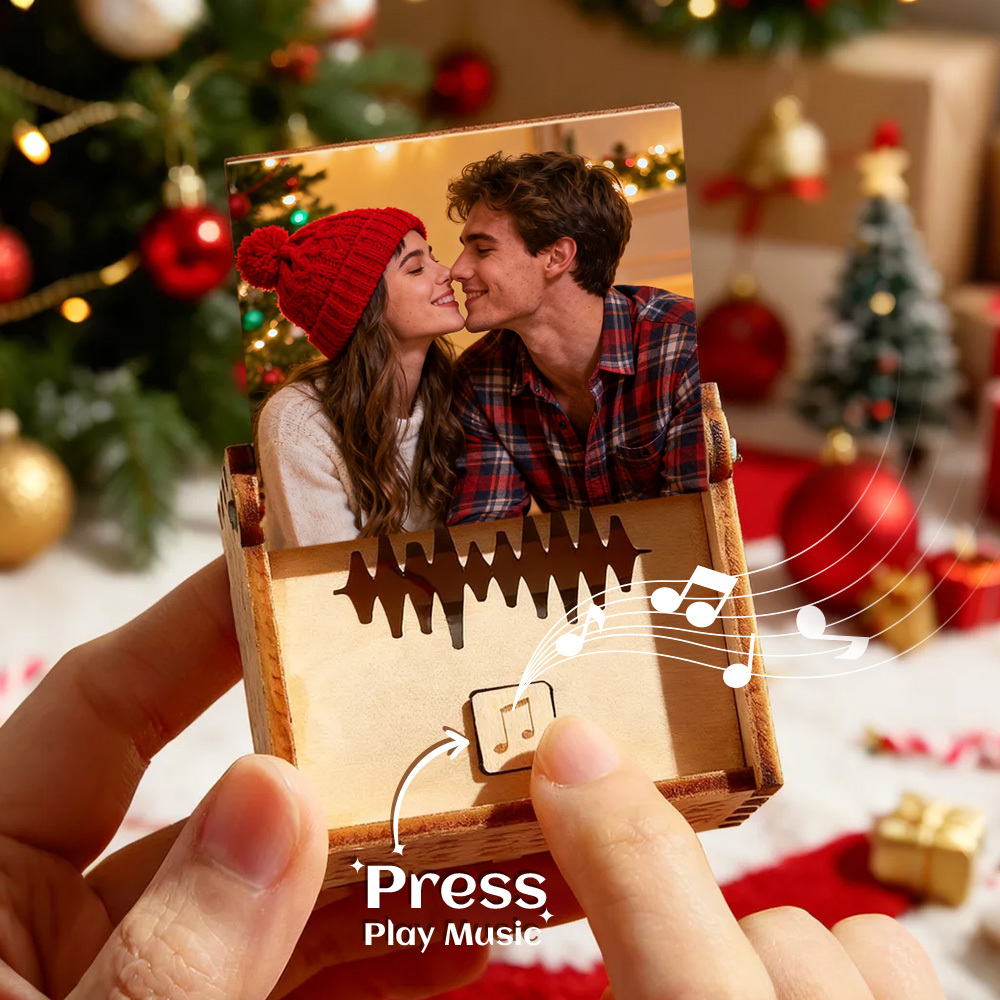 Custom Digital Music Box Any song Tune or Voice Personalized  Wooden Photo Music Box with Text Anniversary Gifts Christmas Gift