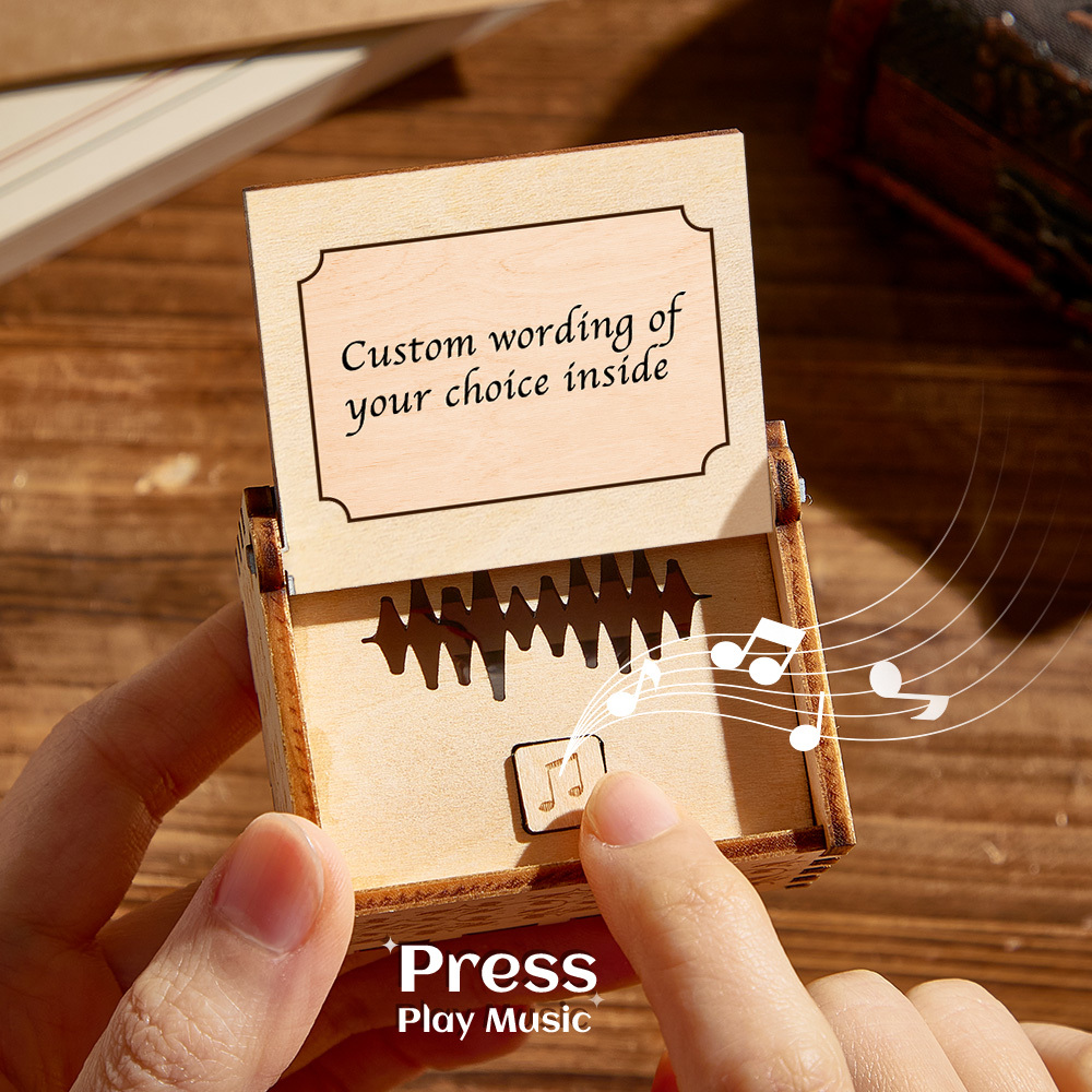 Personalized Digital Music Box Any song Tune or Voice Custom Photo Wooden Photo Music Box with Text Anniversary Gifts