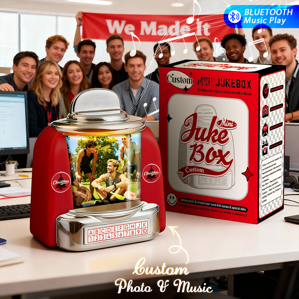 Custom Vintage Mini Jukebox Speaker Group Event Commemorative Bulk Orders Personalized Retro Bluetooth Photo Music Player