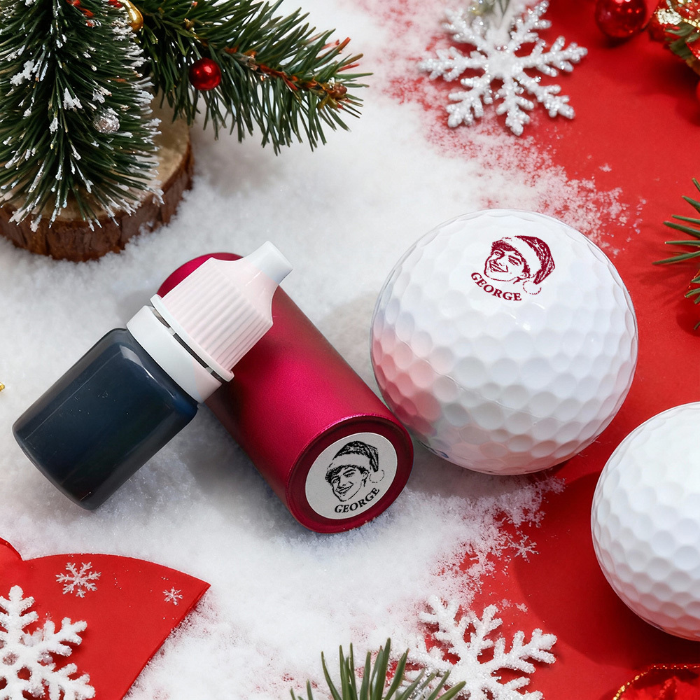 Christmas Gift Personalized Photo Golf Ball Stamp with Metal Storage Box for Golf Player