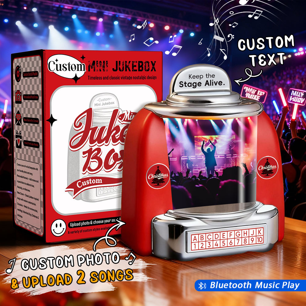 Custom Vintage Mini Jukebox Speaker Personalized Retro Bluetooth Photo Music Player Idol Tribute Gifts