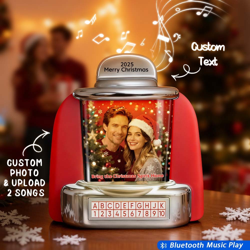 Custom Mini Jukebox Retro Speaker Personalized Photo & Text Music Mini Player with Bluetooth Music Radio Vintage Tabletop Home Decor Nostalgic Christmas Gift - MyPhotoSocks