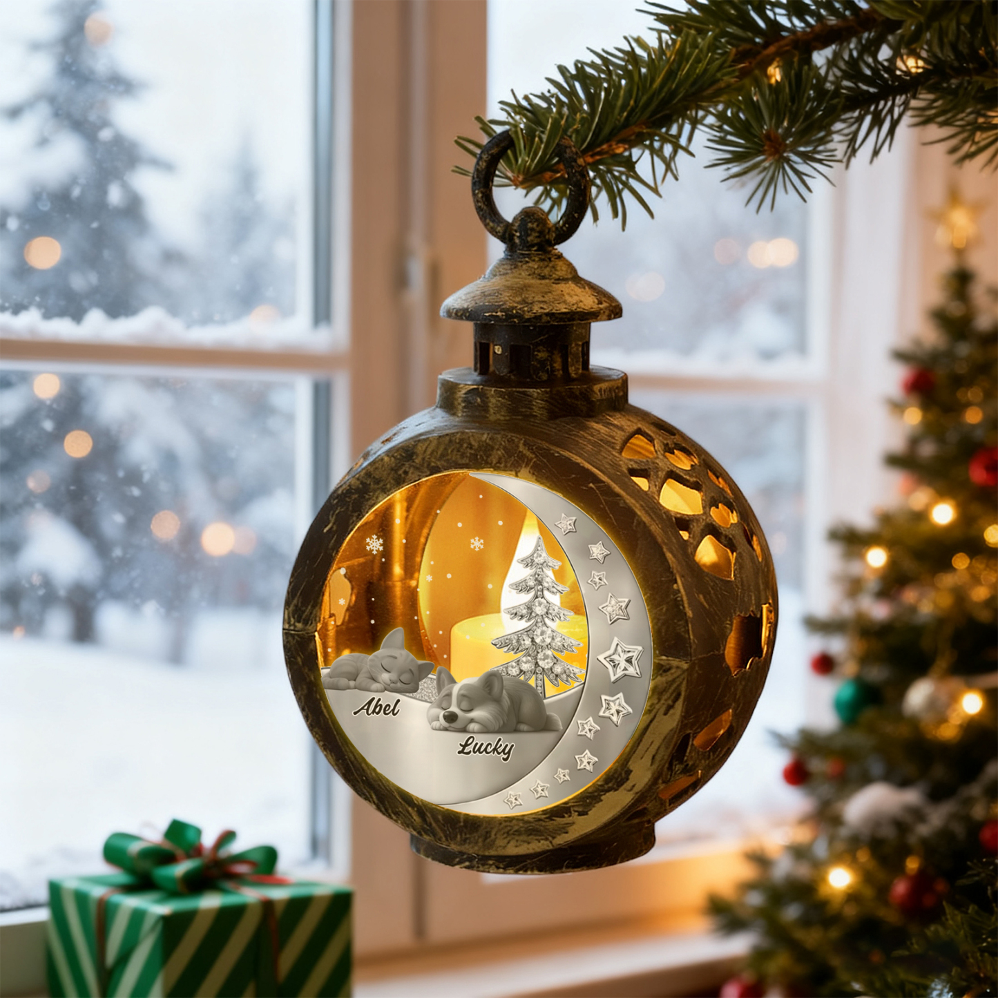 Beside You - Personalized Custom 3D Effect Christmas Lantern