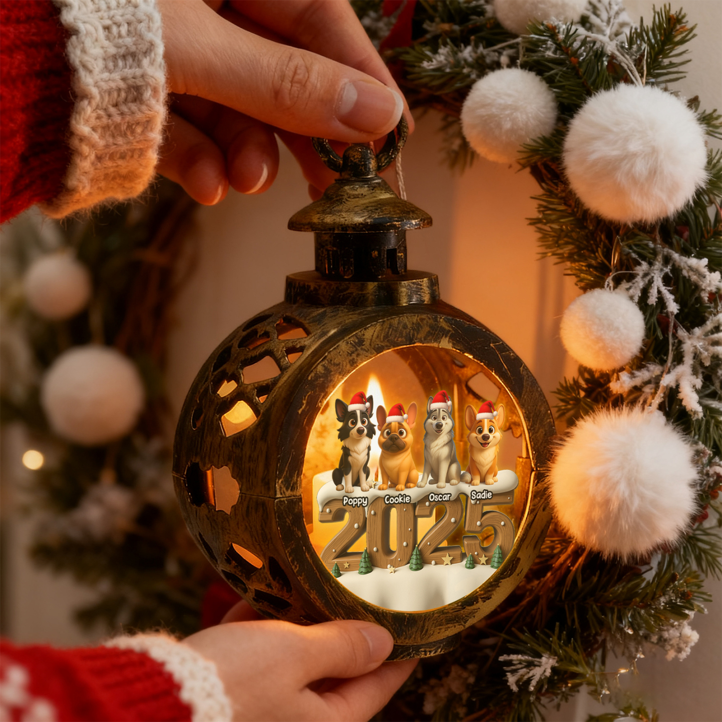 Custom Christmas Lantern Beside You Anime Photos Personalized Christmas Gifts for Pet Lovers