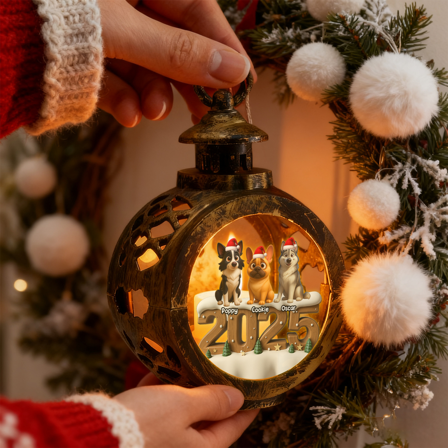 Custom Christmas Lantern Beside You Anime Photos Personalized Christmas Gifts for Pet Lovers