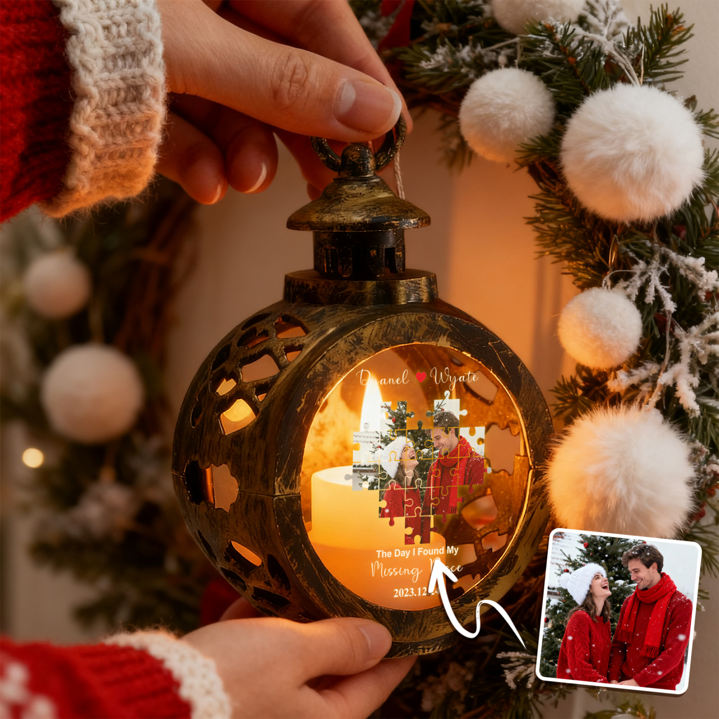 Custom Heart Lantern Beside You Photos Personalized Love Gifts for Boyfriend Husband