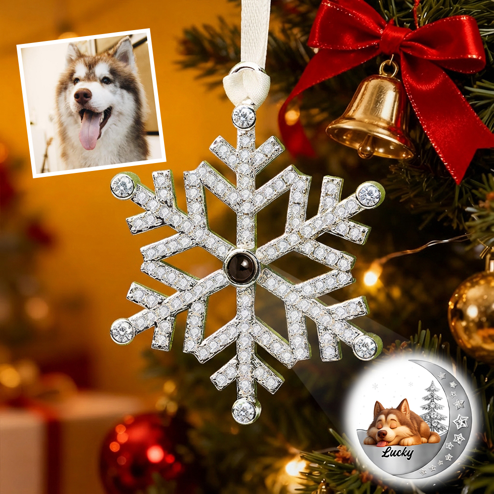 Personalized Pink Snowflake Photo Ornament Custom Projection Ornaments