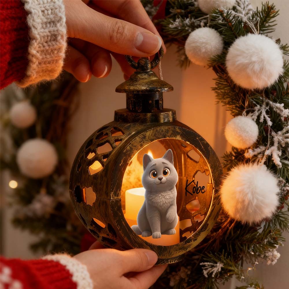 Custom Pet Photo Multiple Effects Available Lantern Ornament Personalized Custom 3D Effect Christmas Lantern - MyPhotoSocks