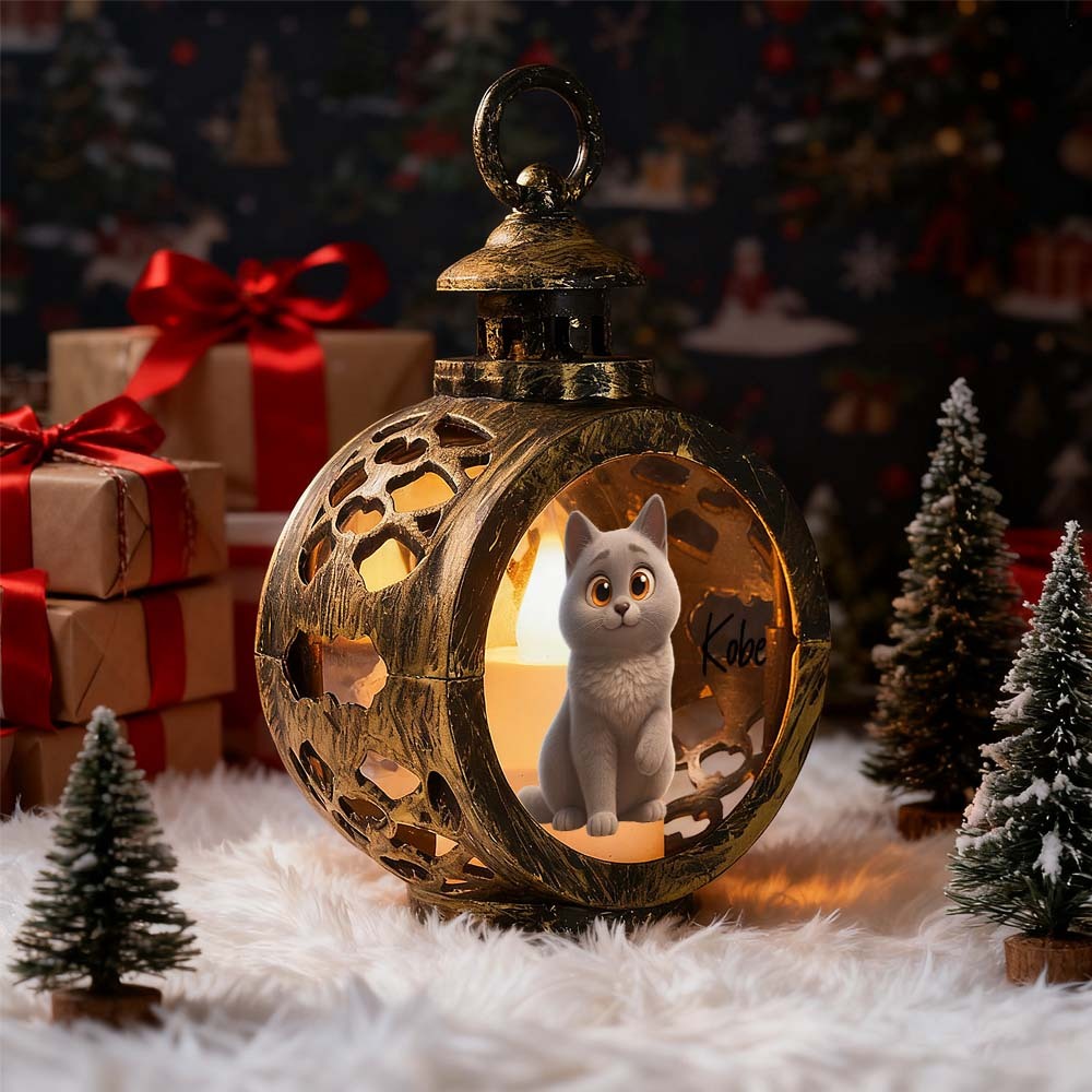 Custom Pet Photo Multiple Effects Available Lantern Ornament Personalized Custom 3D Effect Christmas Lantern - MyPhotoSocks
