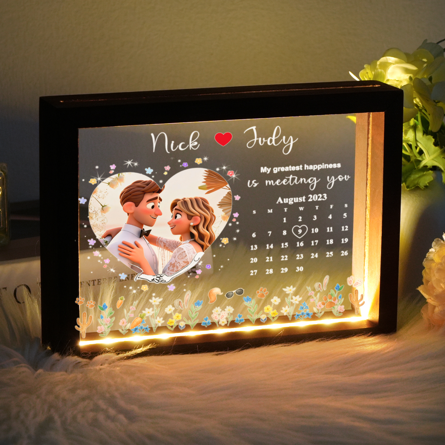 Personalized Photo LED Light Frame Gift for Love's Sweetest Moments - My Greatest Happiness Is Meeting You