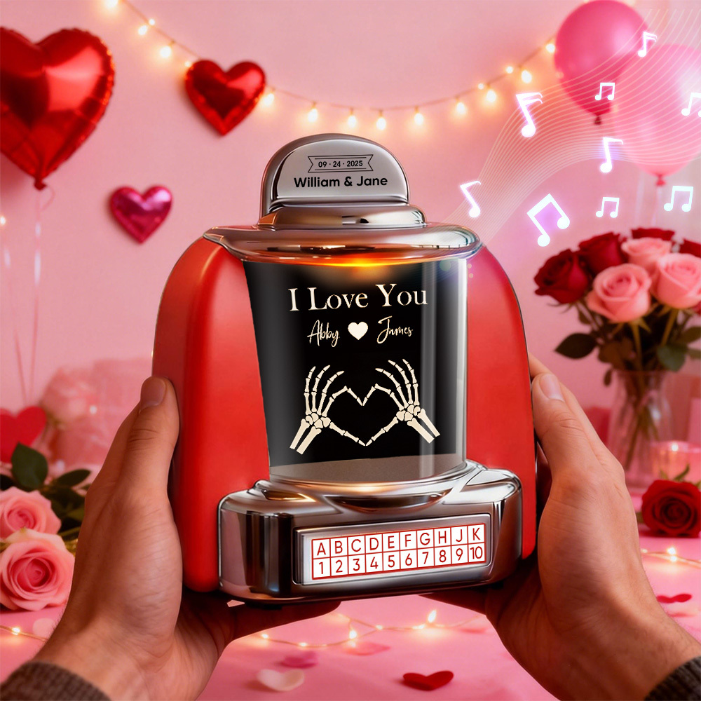 Custom Mini Jukebox Retro Speaker with Text & Bluetooth Music – Gift for Couples, Anniversary & Valentine's Day