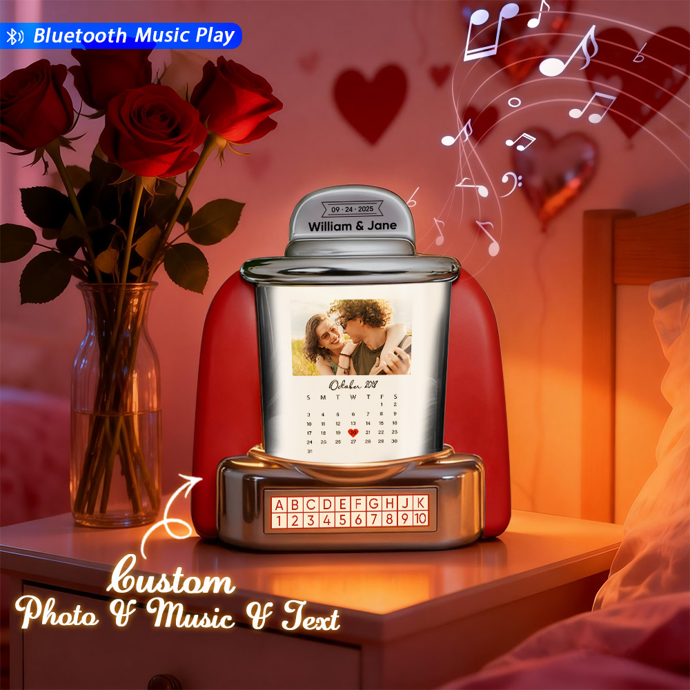 Custom Mini Jukebox When It All Began Design – Personalized Mini Bluetooth Jukebox with Photo & Date for Couples
