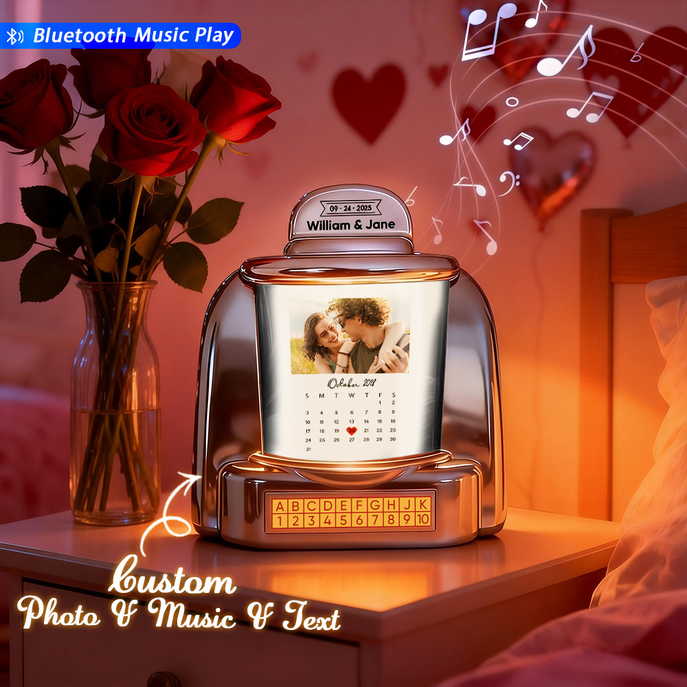 Custom Mini Jukebox When It All Began Design – Personalized Mini Bluetooth Jukebox with Photo & Date for Couples