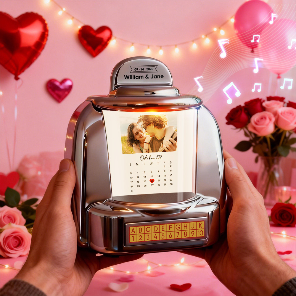 Custom Mini Jukebox When It All Began Design – Personalized Mini Bluetooth Jukebox with Photo & Date for Couples