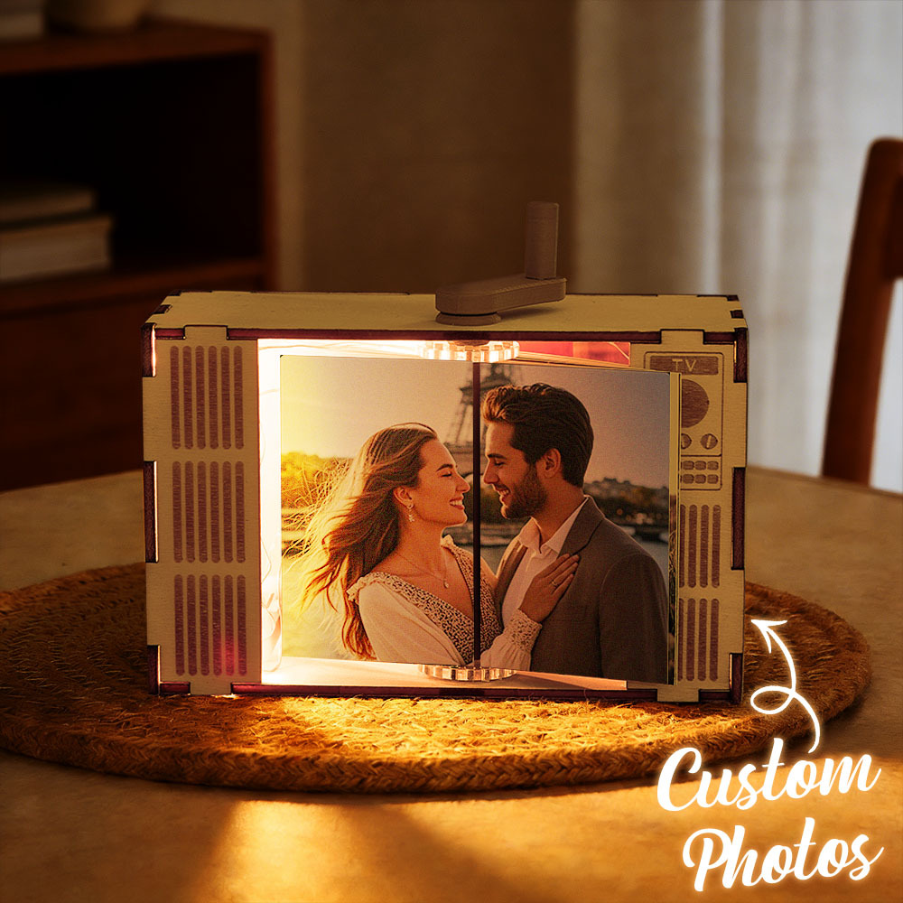 Custom Horizontal Photo Flipbook Frame Animation Machine Mechanical Hand-cranked Music Flipbook Box with Light Valentine's Day Gifts