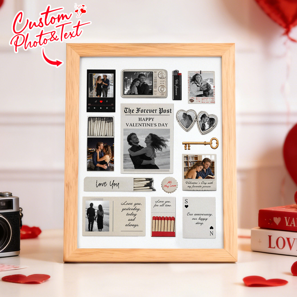 Custom Photo Matchbox Wooden Frame with Your Text Matchbook Poster Print Wall Art Anniversary Gift
