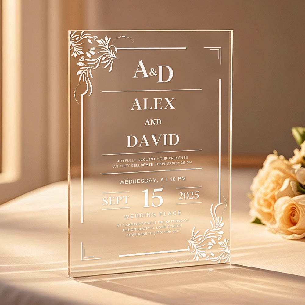 Personalized Acrylic Wedding Invitation Party Invitations - MyPhotoSocks