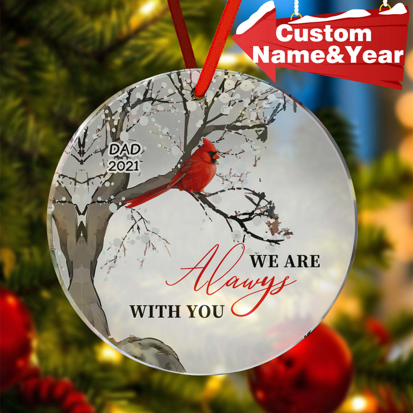 Personalized Memorial Ornament Cardinals Blossom Tree Christmas Ornament Gifts for Family - MyPhotoSocks