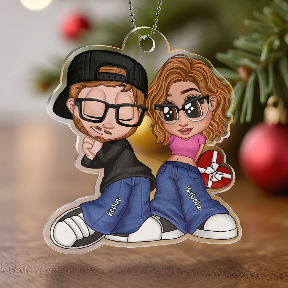 Custom Couple Personalized Acrylic Ornament Valentine Gift For Him For Her - MyPhotoSocks