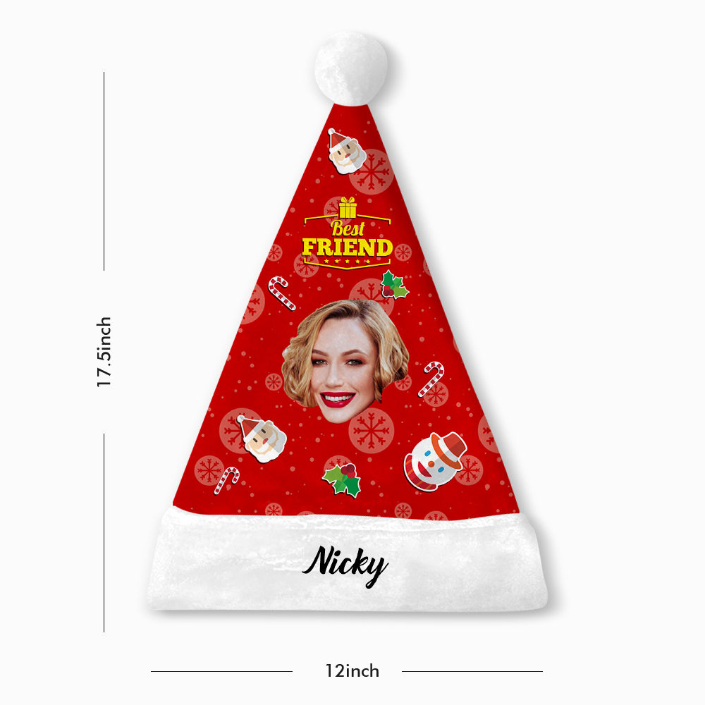 Custom Best Friends Photo Santa Hat With Your Text - MyPhotoSocks