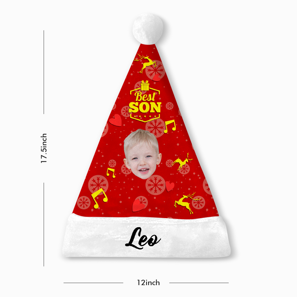 Custom Best Son Photo Santa Hat With Your Text - MyPhotoSocks