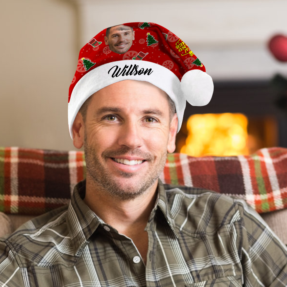 Custom Best Grandfather Photo Santa Hat With Your Text - MyPhotoSocks