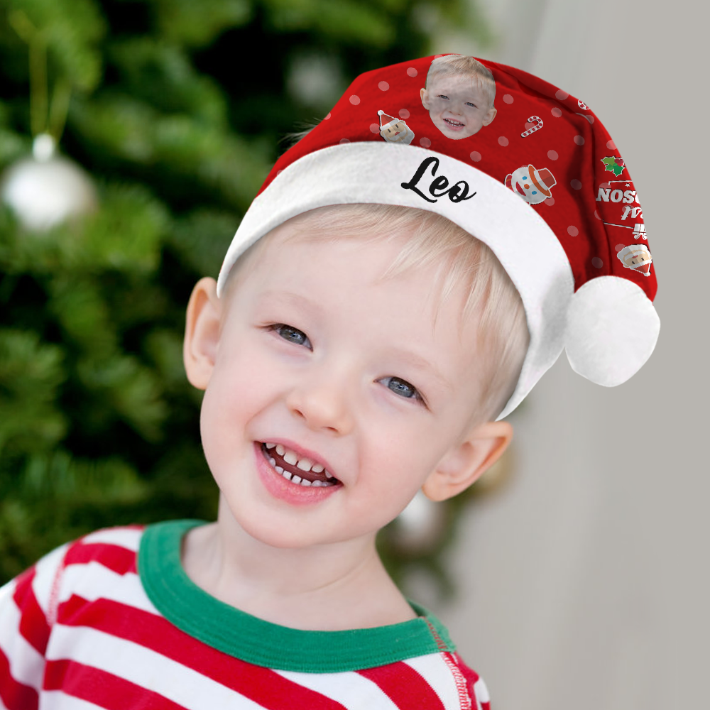 Custom Best Grandson Photo Santa Hat With Your Text - MyPhotoSocks