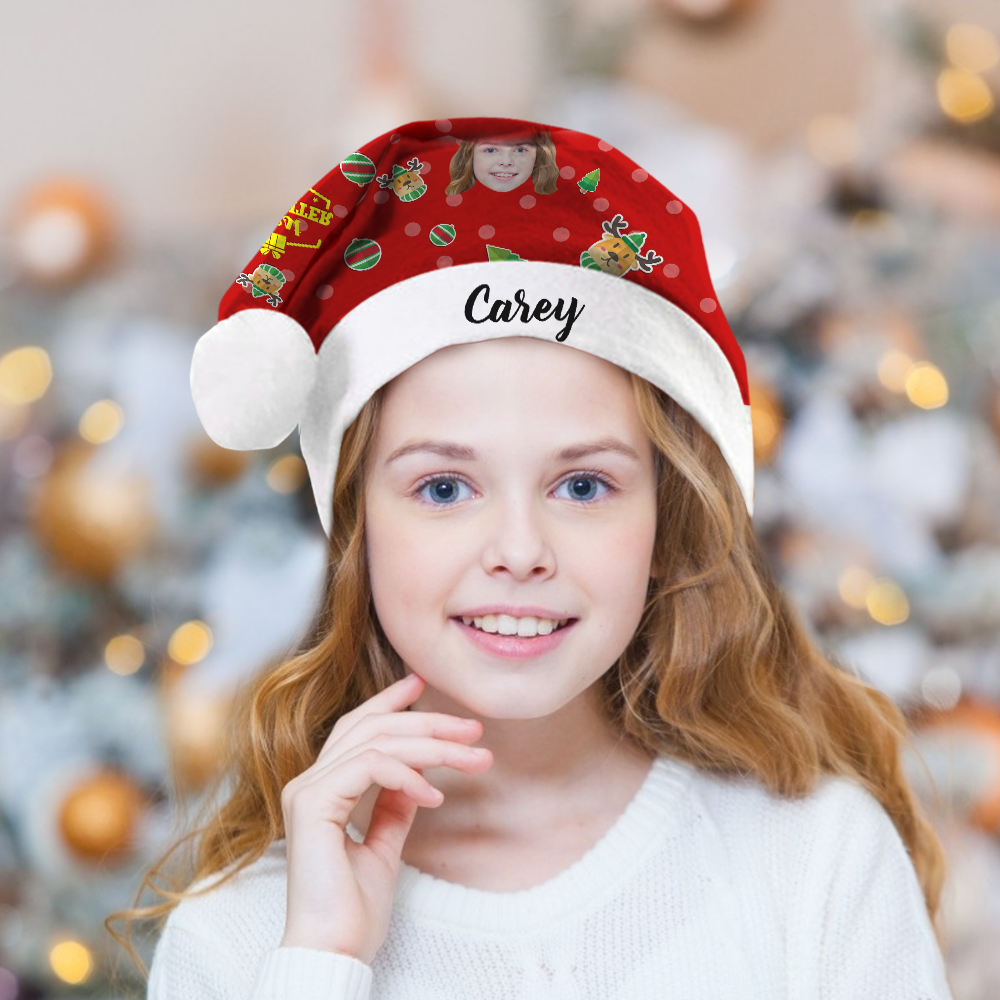 Custom Best Daughter Photo Santa Hat With Your Text - MyPhotoSocks