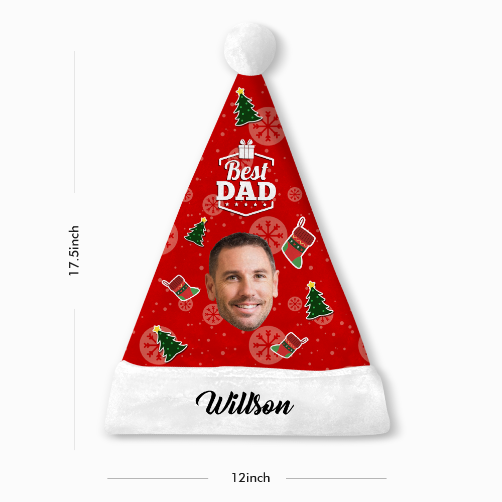 Custom Best Dad Photo Santa Hat With Your Text - MyPhotoSocks