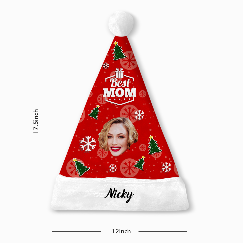 Custom Best Mom Photo Santa Hat With Your Text - MyPhotoSocks