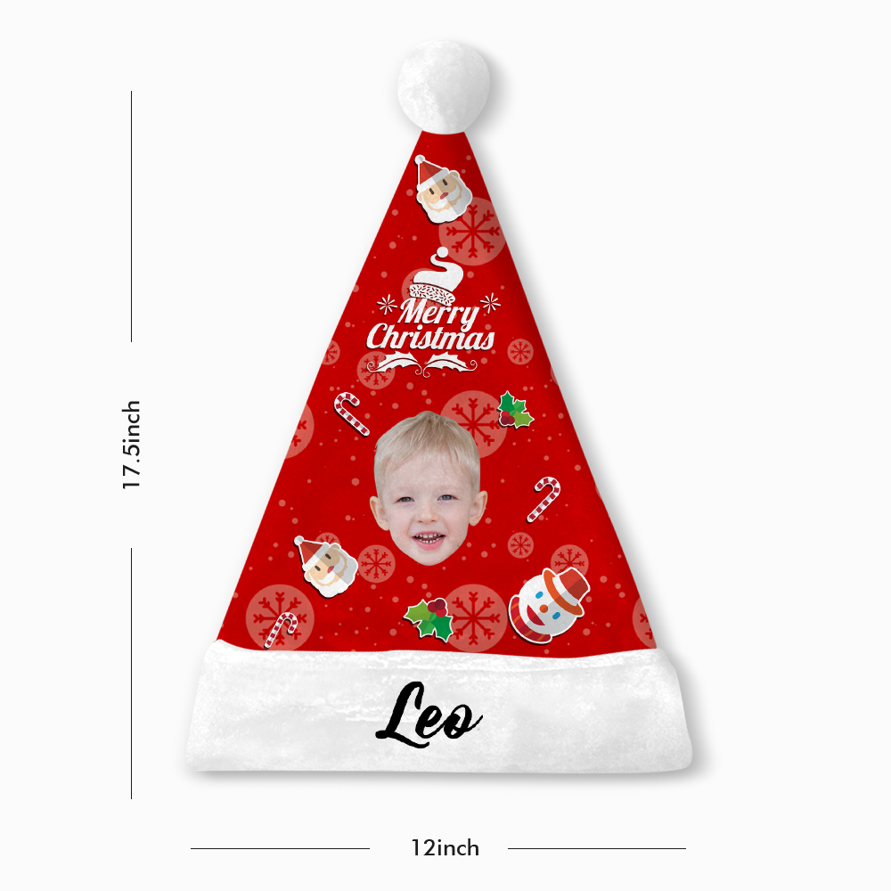 Custom Snowman Hero Photo Santa Hat With Your Text - MyPhotoSocks