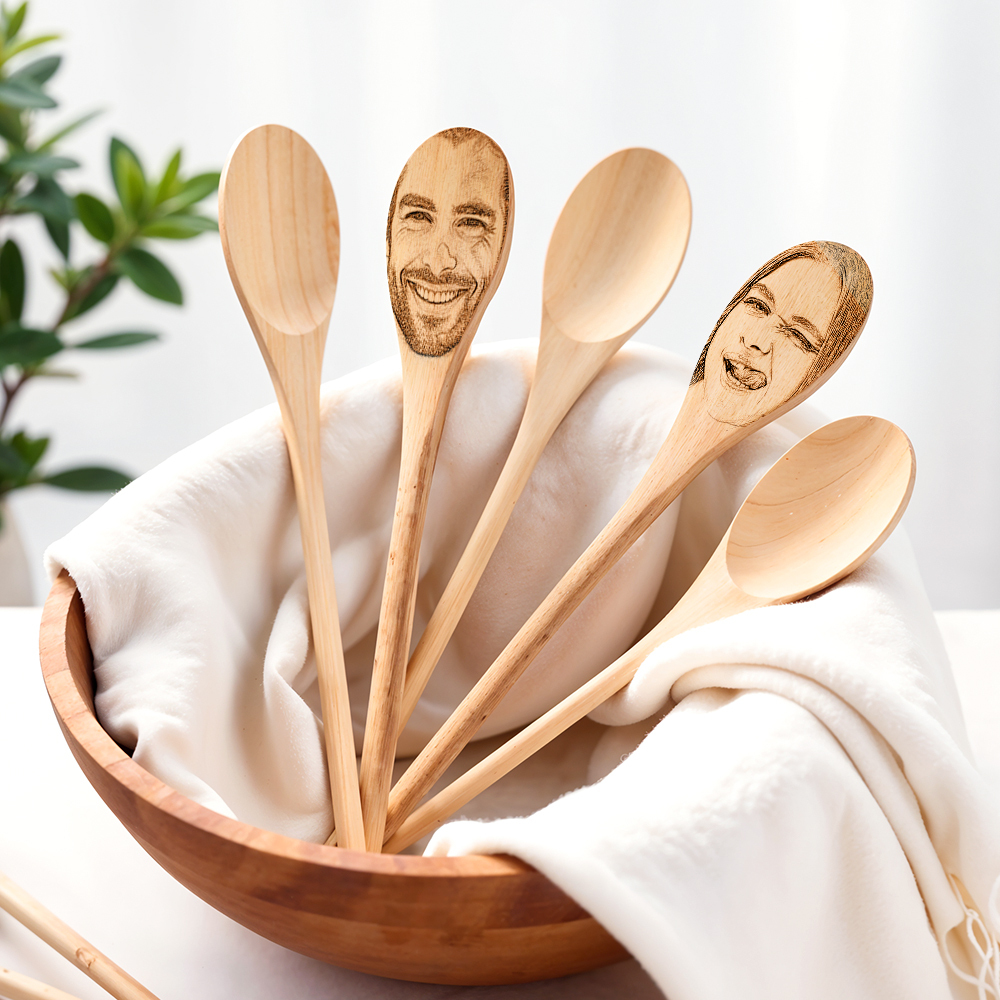 Personalized Face Wooden Spoon Engraved Photo Funny Gift