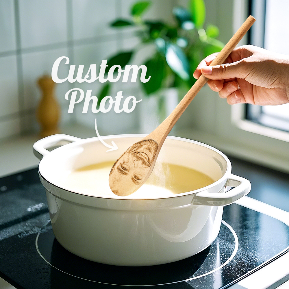 Personalized Face Wooden Spoon Engraved Photo Funny Gift