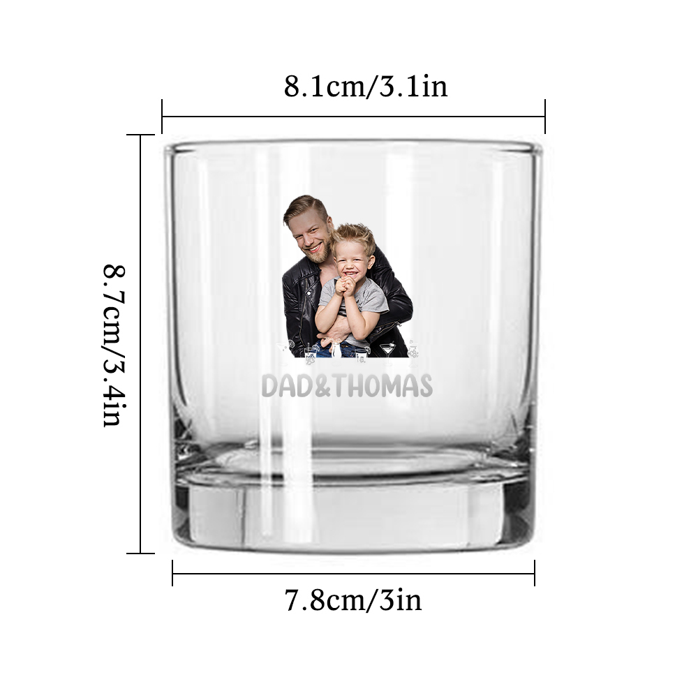 Personalized 10oz Photo Text Whiskey Glass with Texts Father's Day Birthday Gift for Dad