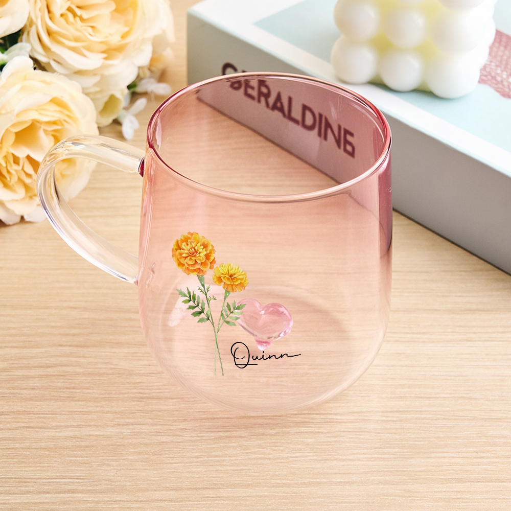 You Are The Most Beautiful Flower Personalized Custom Pink Gradient Glass Mug - MyPhotoSocks
