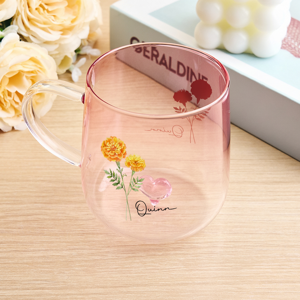 You Are The Most Beautiful Flower Personalized Custom Pink Gradient Glass Mug - MyPhotoSocks