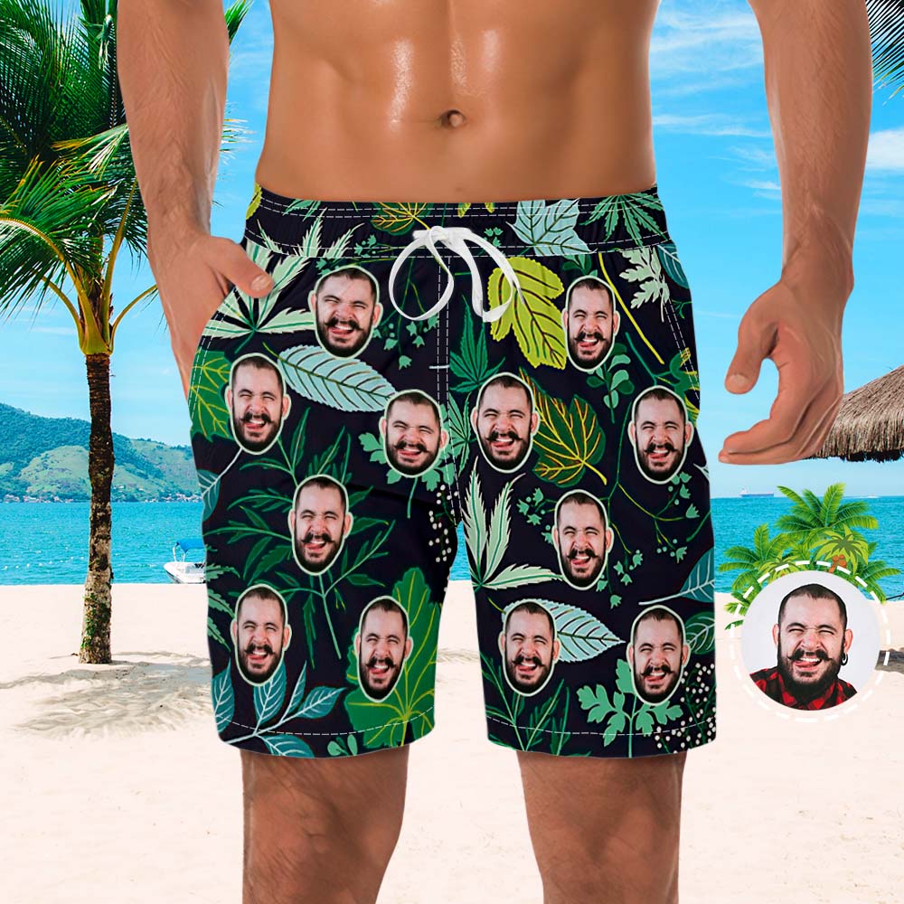 Men's Custom Face Beach Trunks All Over Print Photo Shorts - Cool Handsome-MyPhotoSocks
