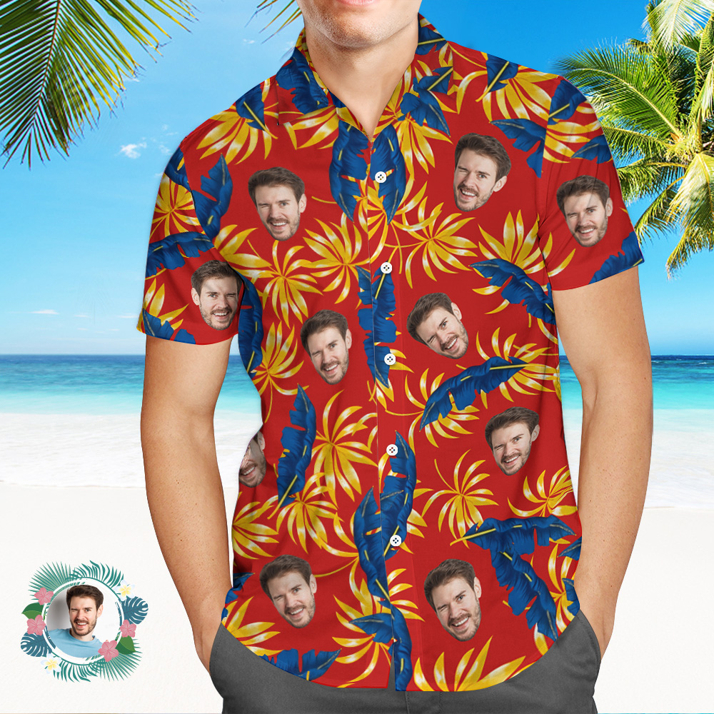 Custom Hawaiian Shirts Colorful Leaves Aloha Beach Shirt - MyPhotoSocks