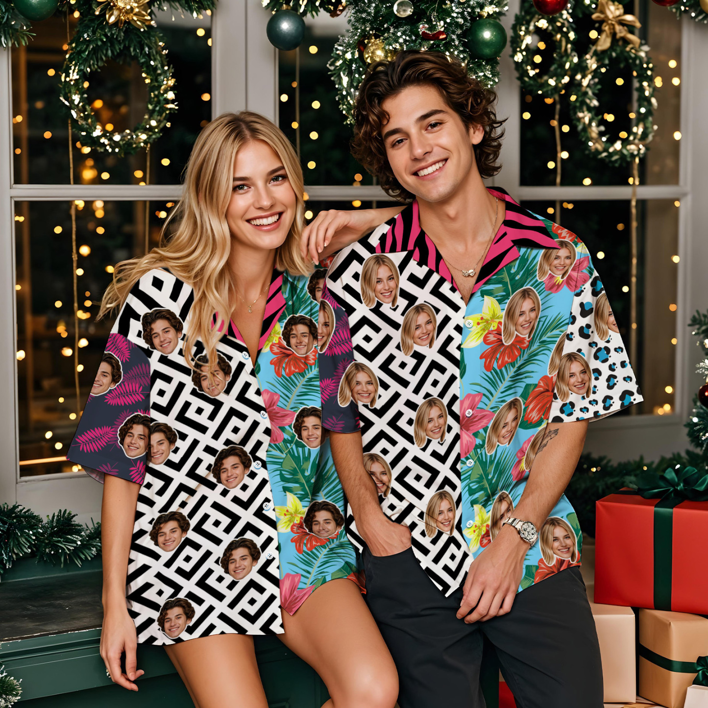 Custom Face Hawaiian Shirt Colorful Hawaiian Shirt Patchwork Pattern Style Shirt