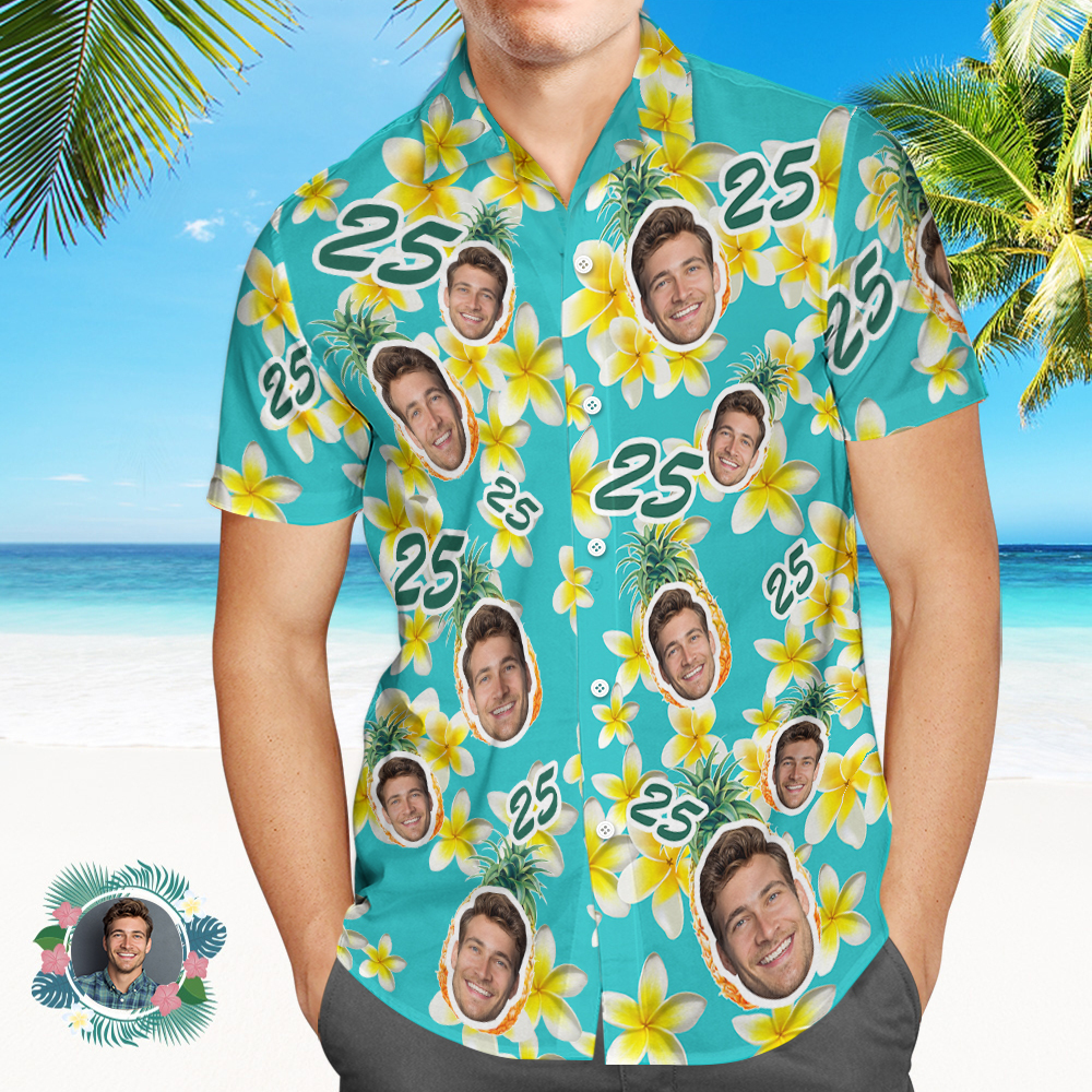 Custom Hawaiian Shirt Birthday Gifts Photo & Age Hawaiian Shirt Funny Party Shirts